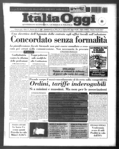 Italia oggi : quotidiano di economia finanza e politica